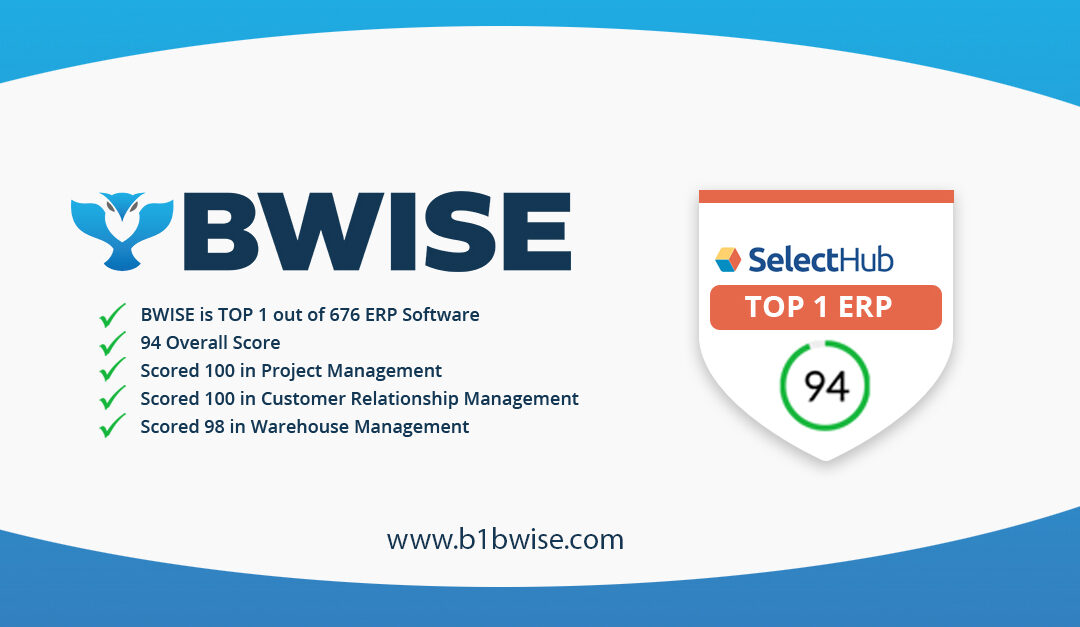 BWISE Solutions was Selected as the TOP 1 ERP by SelectHub out of 676 ERP Software